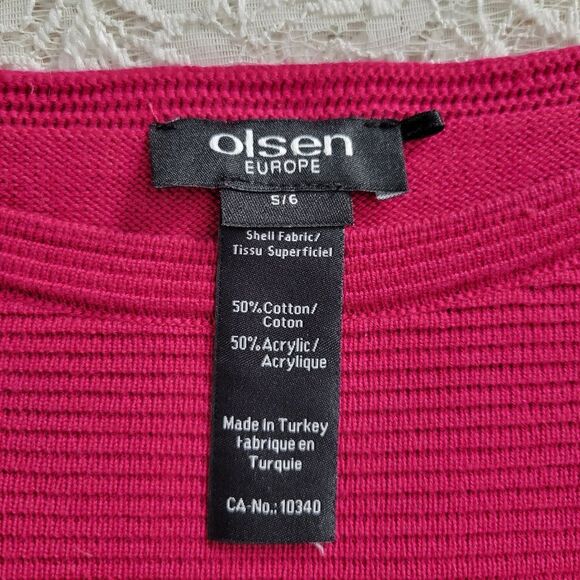 Olsen Europe Cotton Sweater Radpberry S - Picture 5 of 6